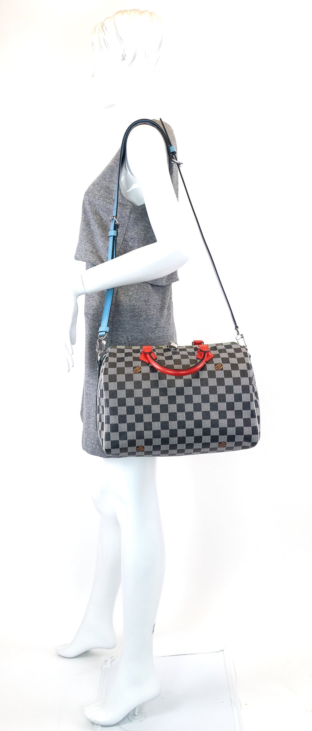 Louis Vuitto Speedy 30 BandouliÃ¨re Black White Damier Canvas Bag