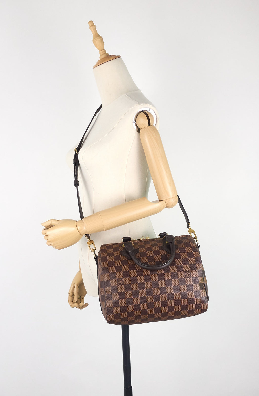 Louis Vuitto Speedy 25 BandouliÃ¨re Damier Ebene Canvas Bag
