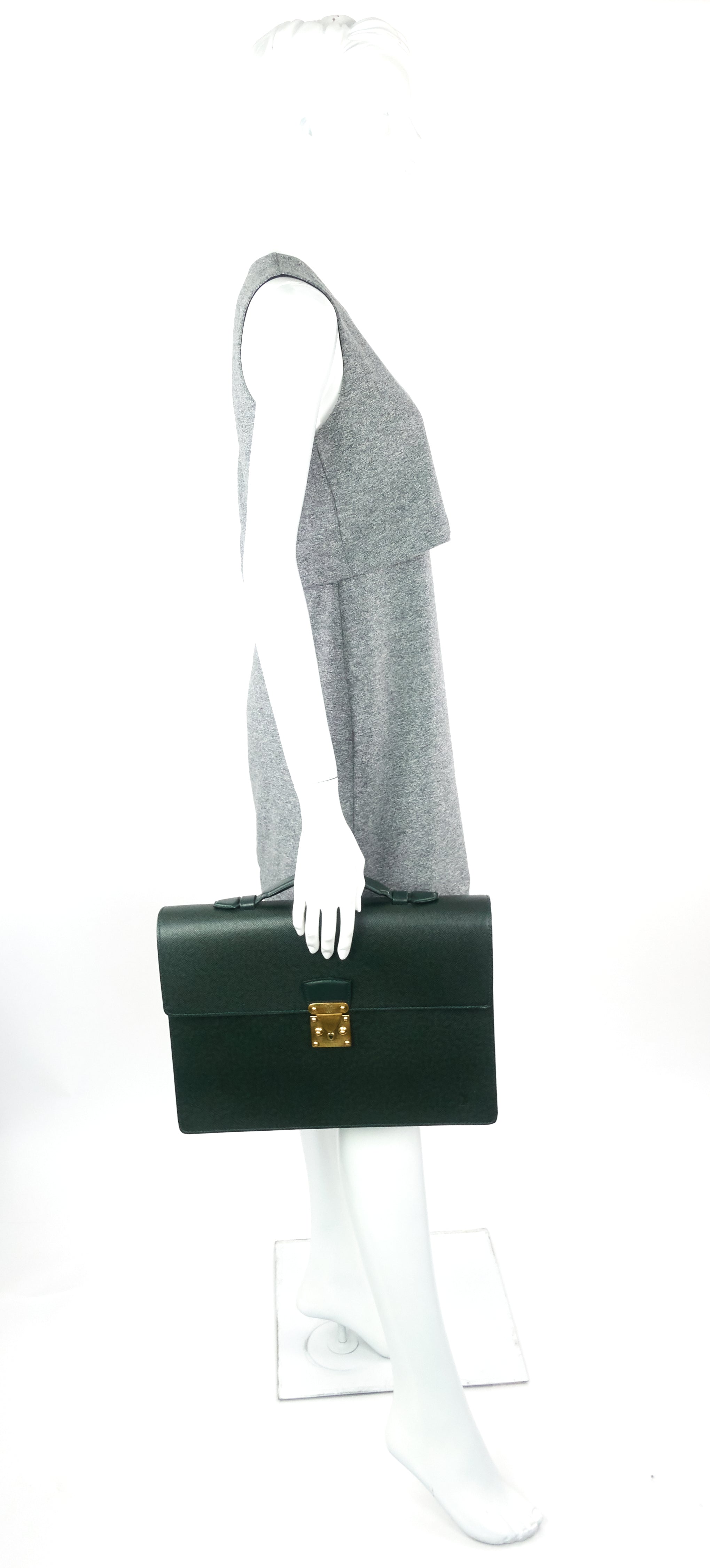 Louis Vuitto Serviette Kourad Taiga Leather Briefcase Bag