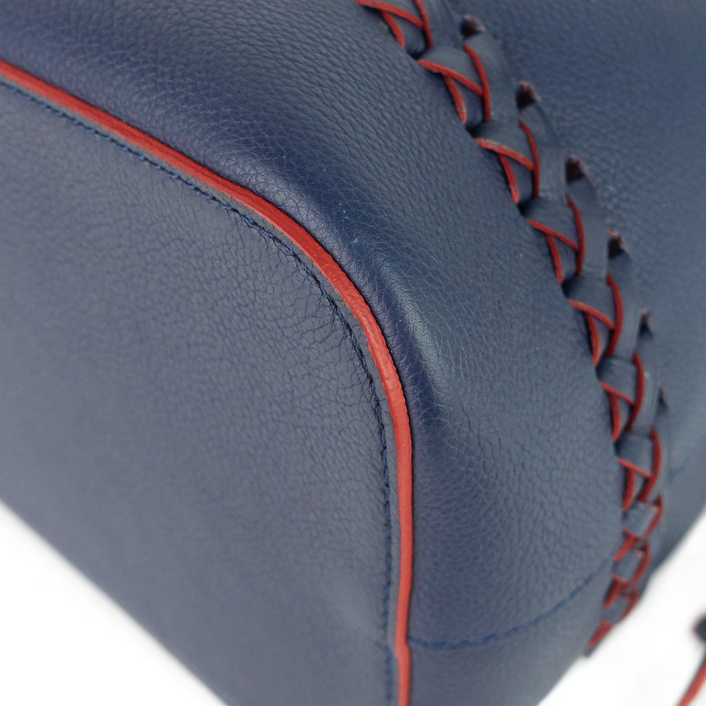Louis Vuitto LockMe Calfskin Leather Braided Bucket Bag