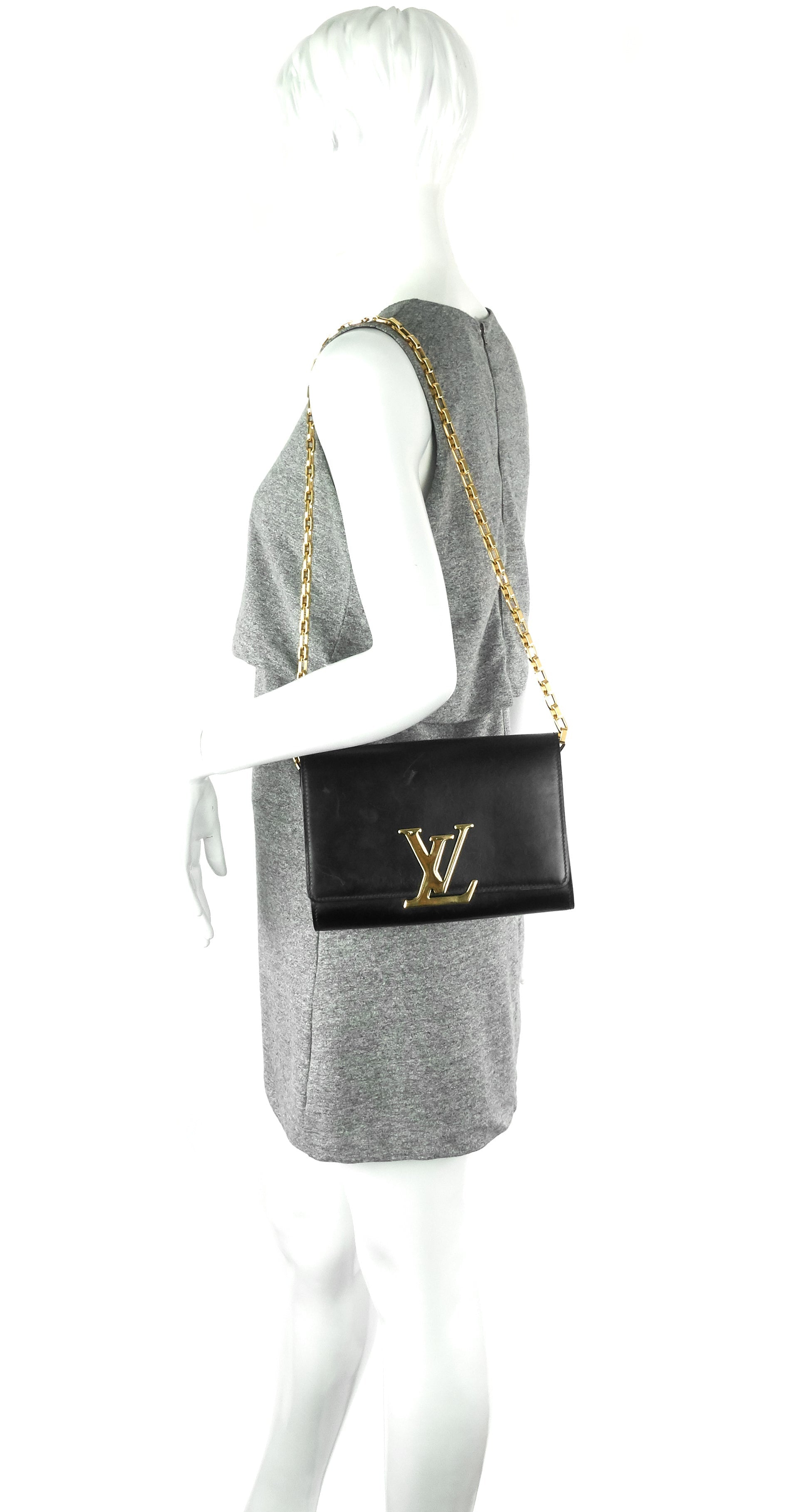 Louis Vuitto Louise GM Chain Calfskin Leather Bag
