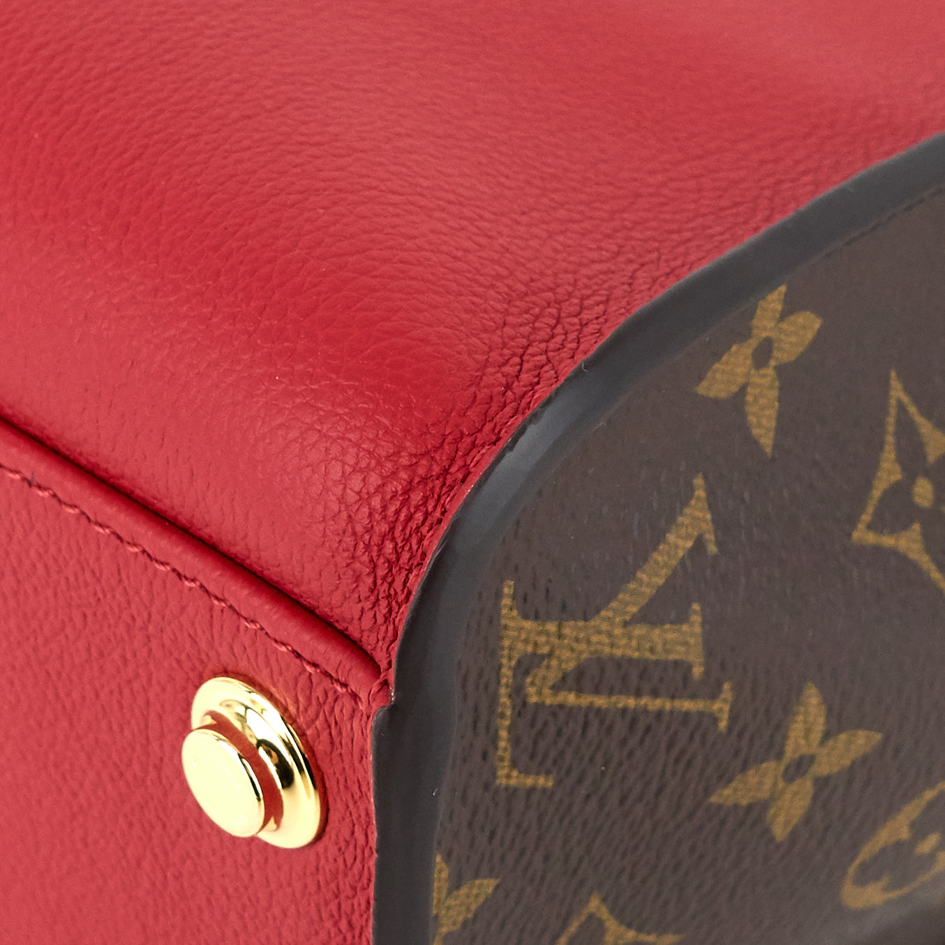 Louis Vuitto On My Side Pirate Red Calfskin and Monogram Canvas Tote Bag