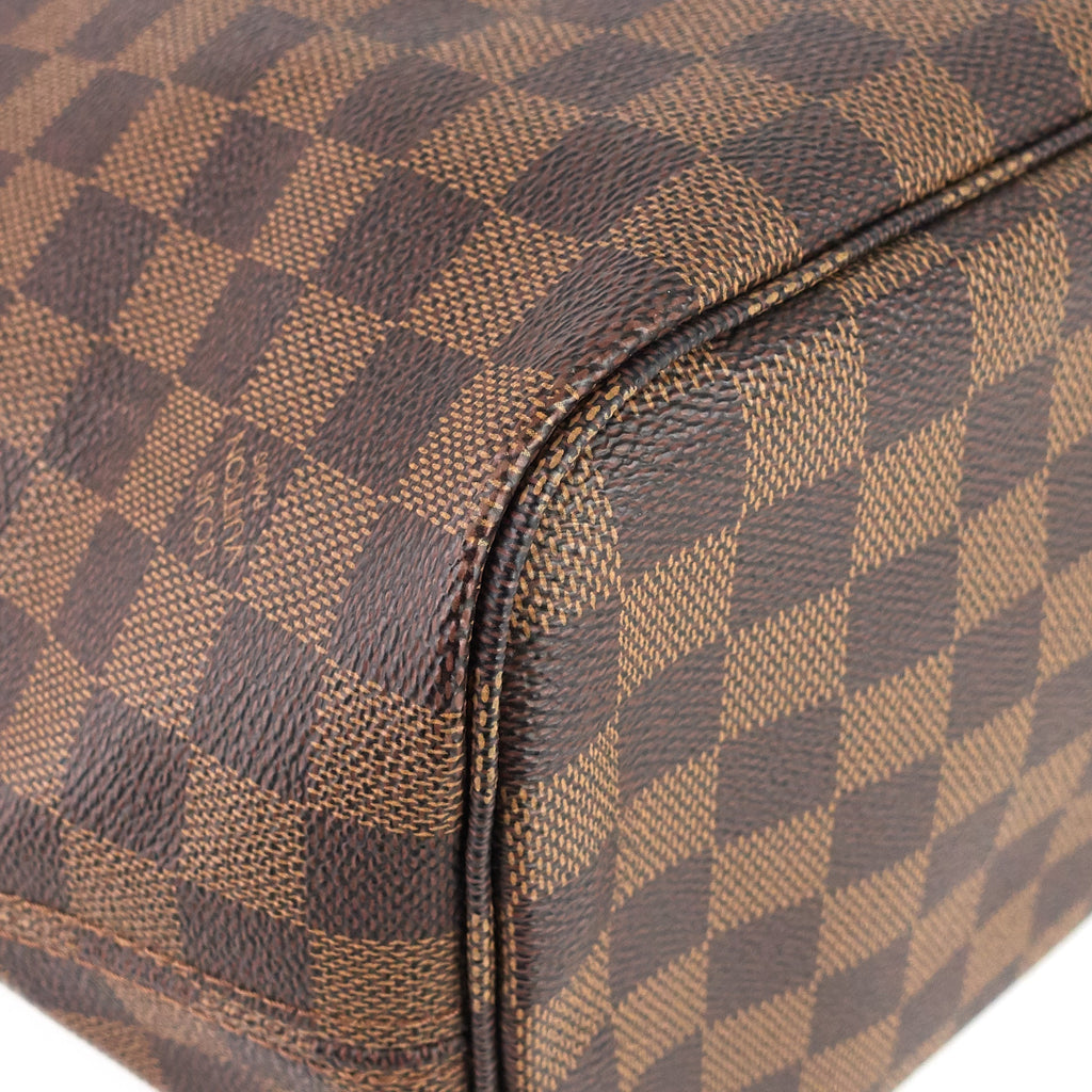 Louis Vuitto Neverfull MM Damier Ebene Canvas Bag with Pouch