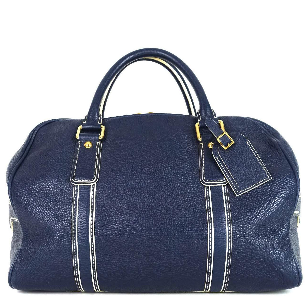 Louis Vuitto Navy Blue Leather Boston Bag
