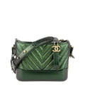 Chanel Gabrielle Small Chevron Metallic Leather Hobo Bag