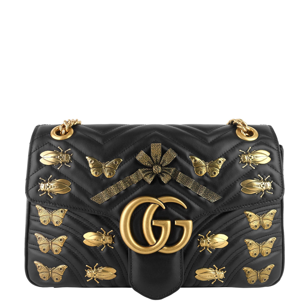 Gucci GG Marmont Medium Insects MatelassÃ© Leather Bag