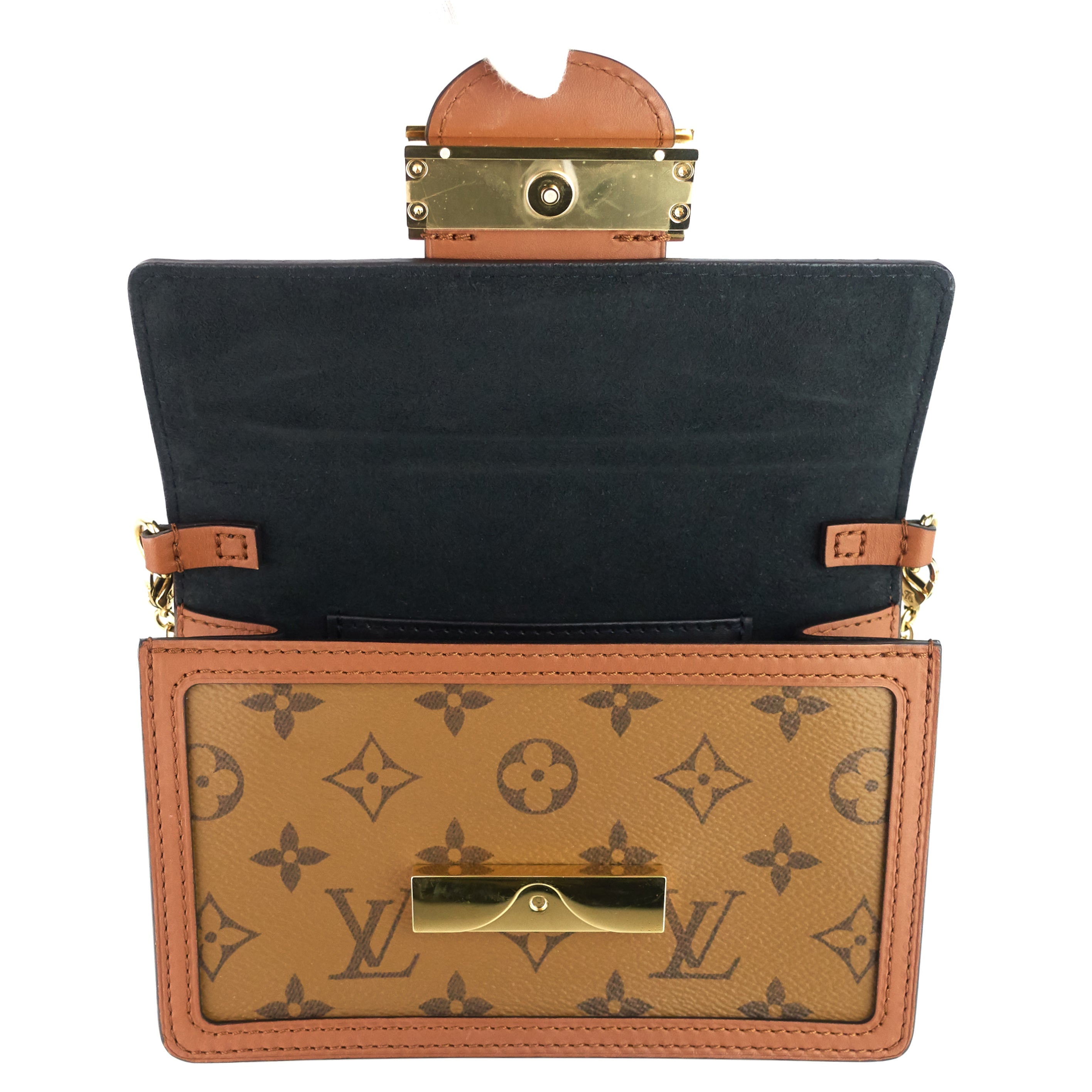 Louis Vuitto Dauphine Chain Wallet Reverse Monogram Bag