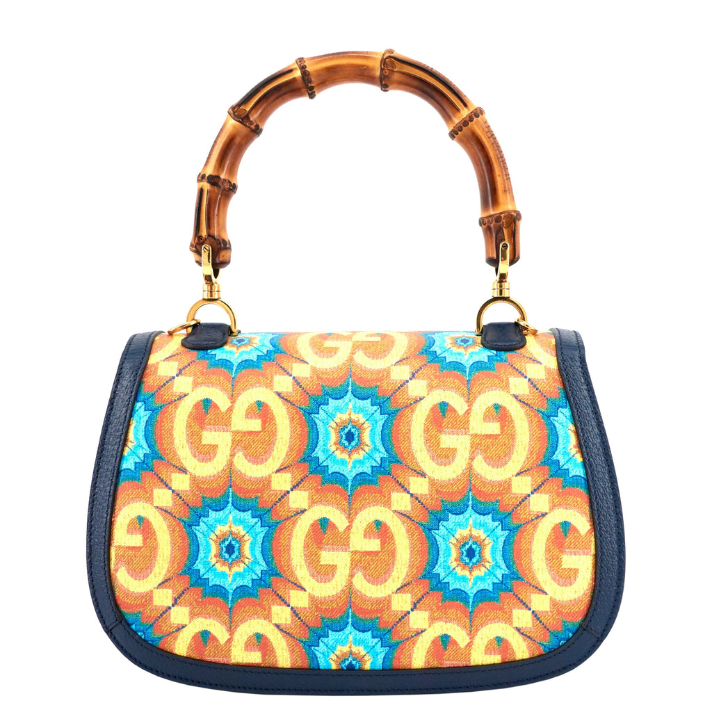 Gucci 1947 Bamboo Handle Kaleidoscope Canvas and Leather Bag