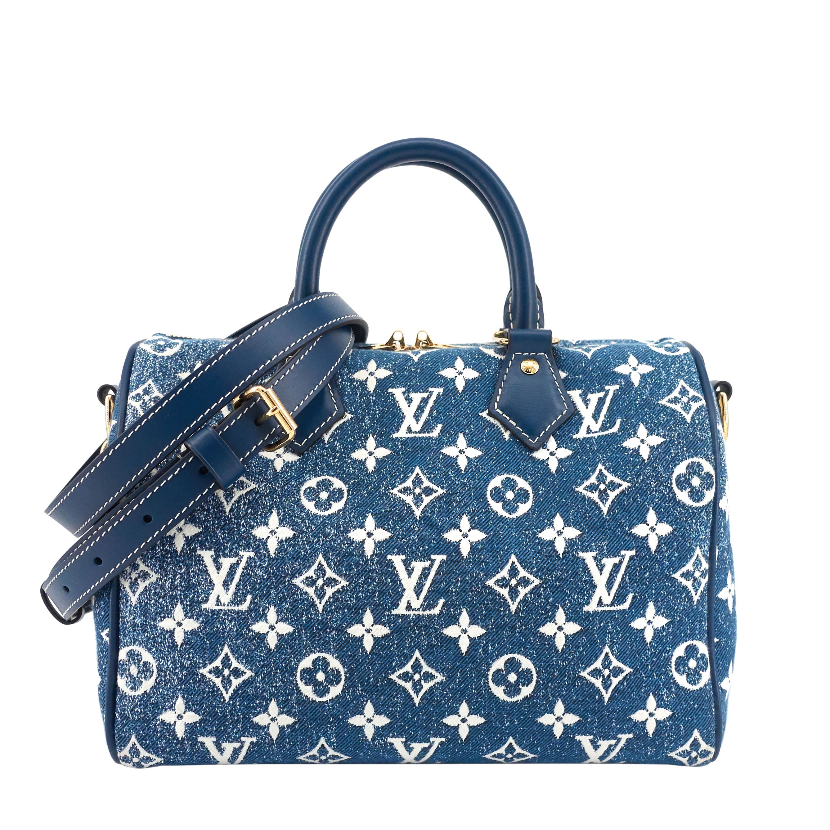 Louis Vuitto Speedy 25 BandouliÃ¨re Monogram Jacquard Denim Bag
