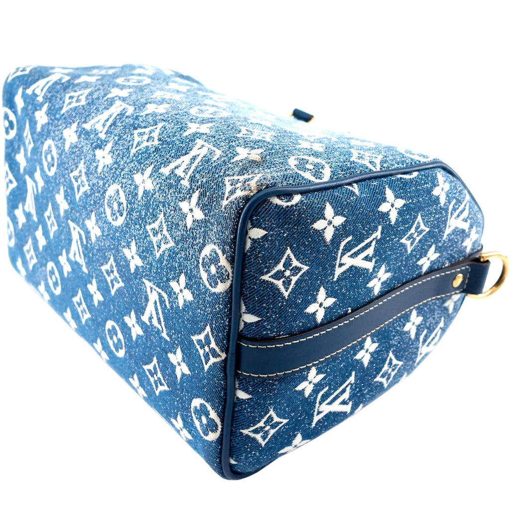 Louis Vuitto Speedy 25 BandouliÃ¨re Monogram Jacquard Denim Bag