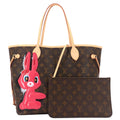 Louis Vuitto Neverfull MM Rabbit Monogram Canvas Bag with Pouch