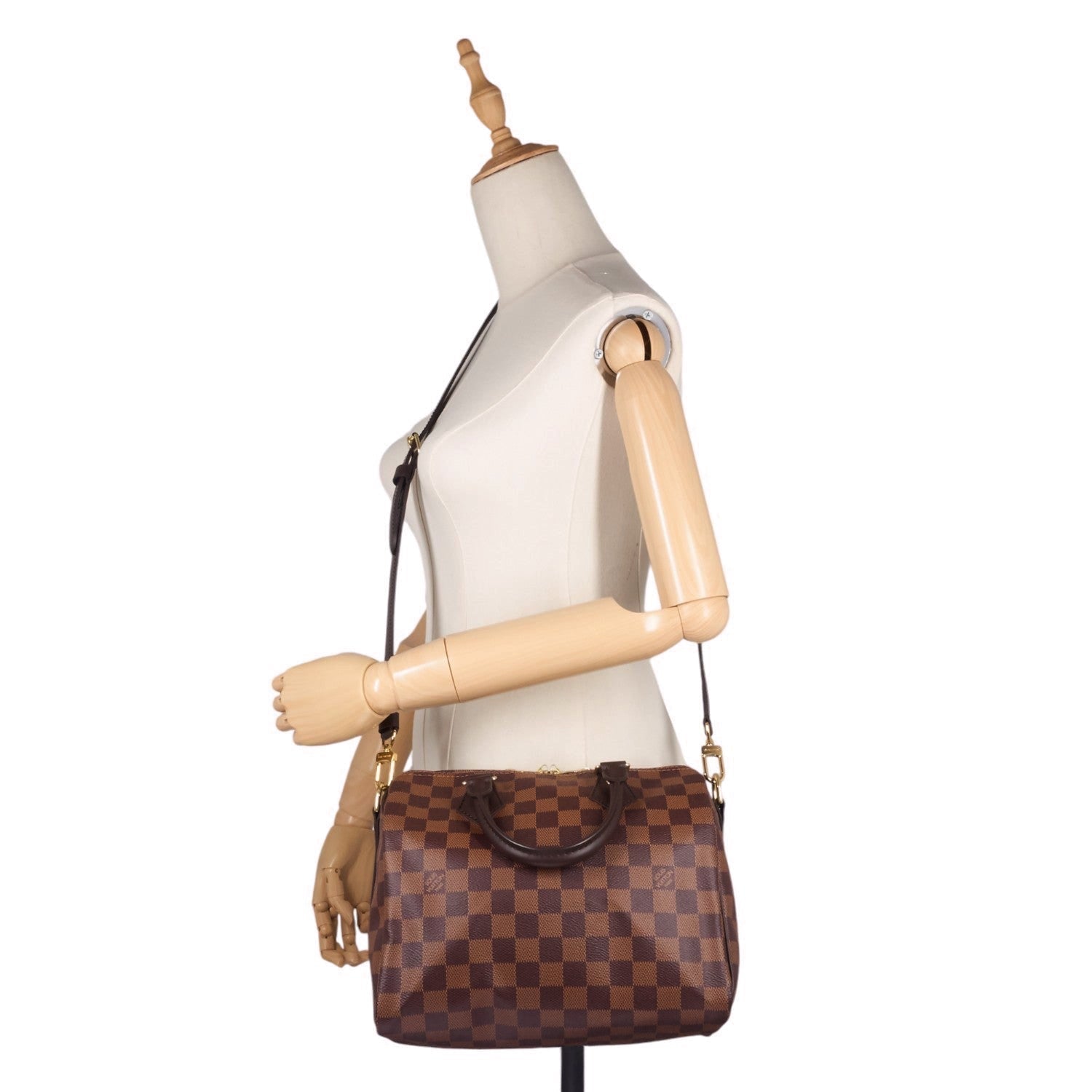 Louis Vuitto Speedy 25 BandouliÃ¨re Damier Ebene Canvas Bag