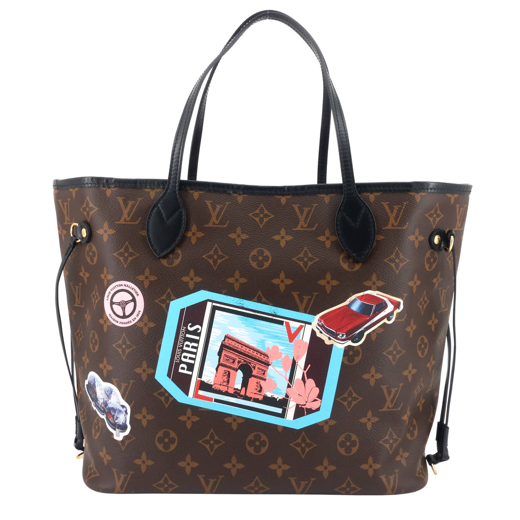 Louis Vuitto Neverfull MM World Tour Monogram Canvas Bag with Pouch