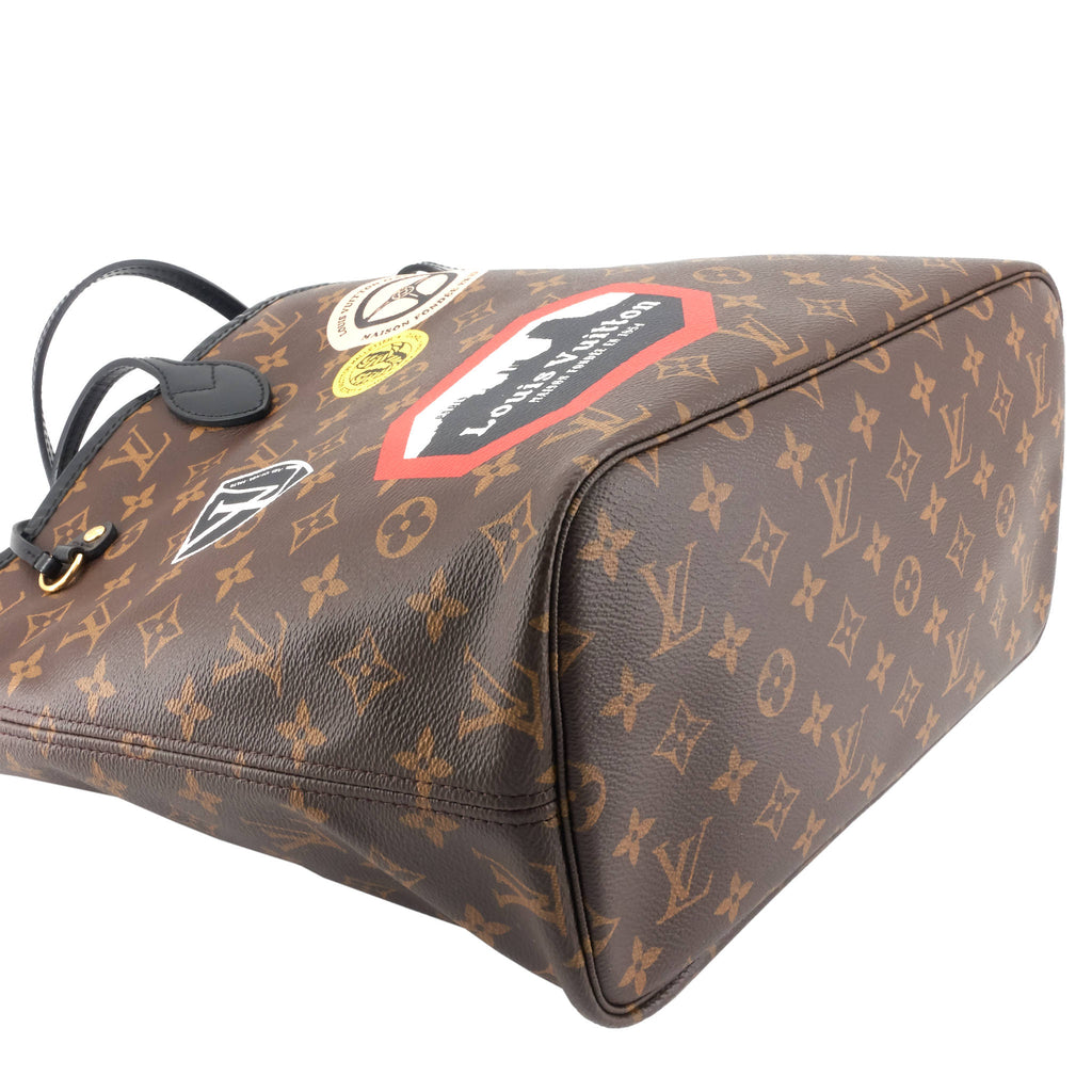 Louis Vuitto Neverfull MM World Tour Monogram Canvas Bag with Pouch