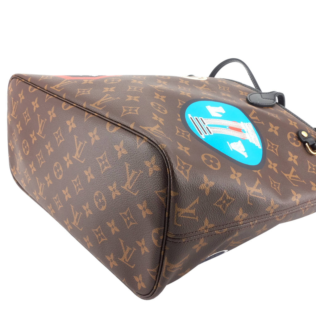 Louis Vuitto Neverfull MM World Tour Monogram Canvas Bag with Pouch