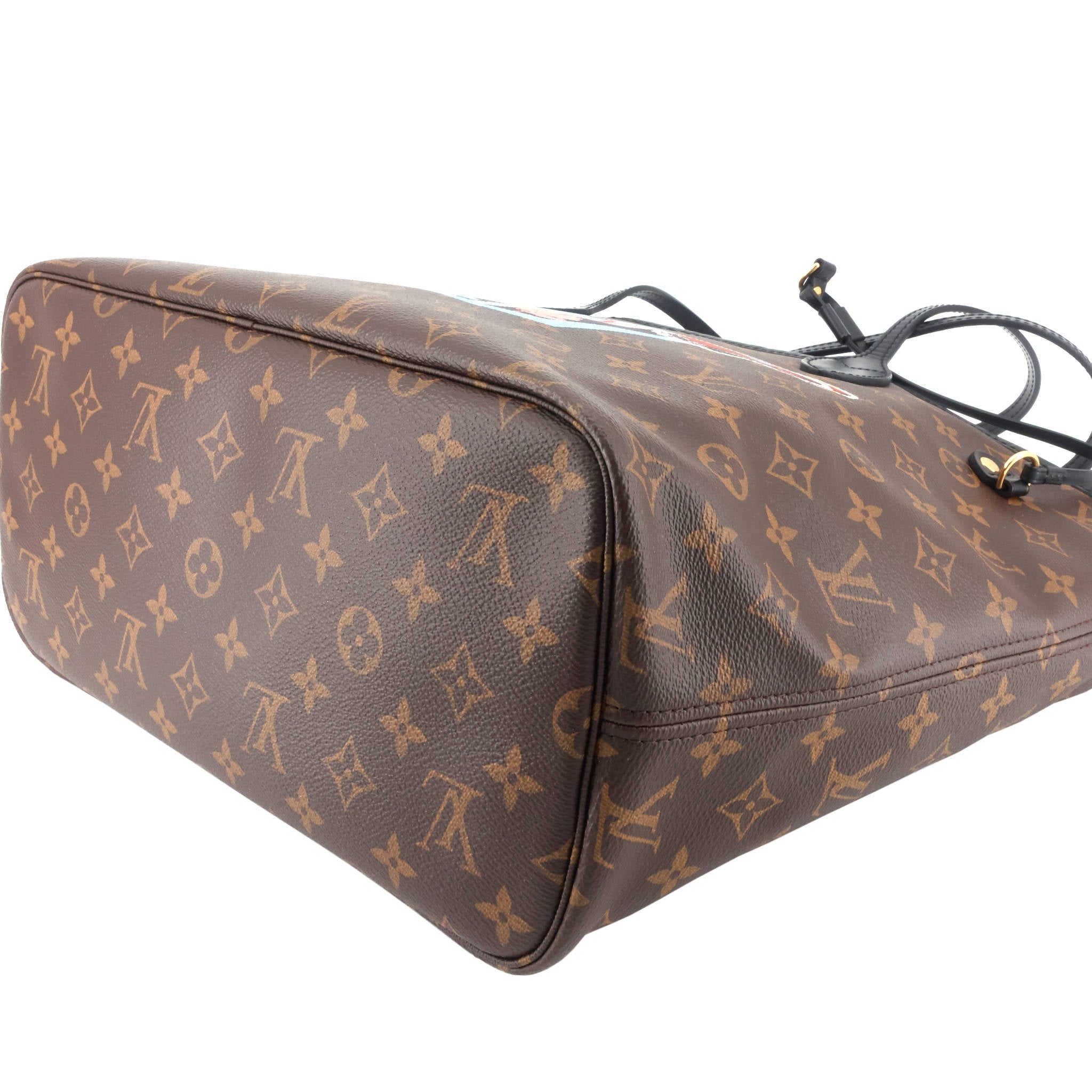 Louis Vuitto Neverfull MM World Tour Monogram Canvas Bag with Pouch