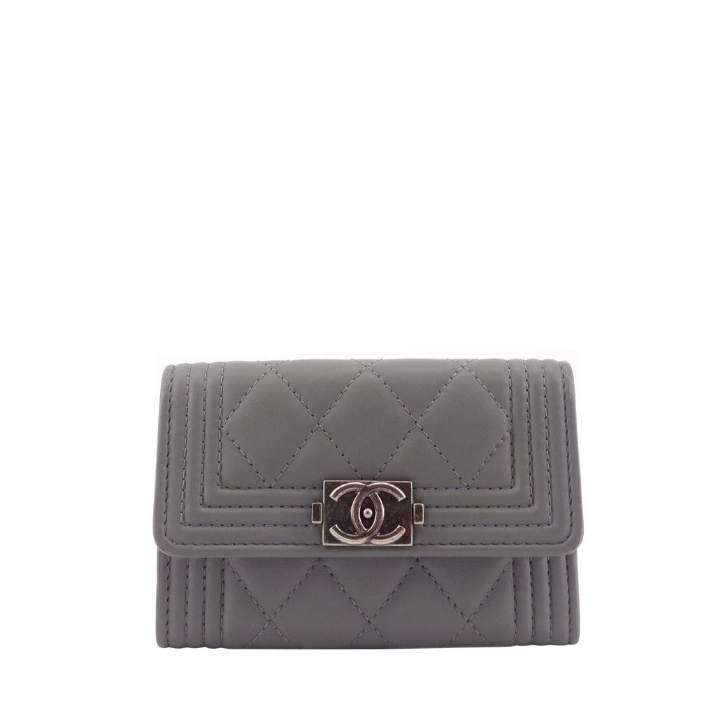Chanel Boy Lambskin Leather Card Holder