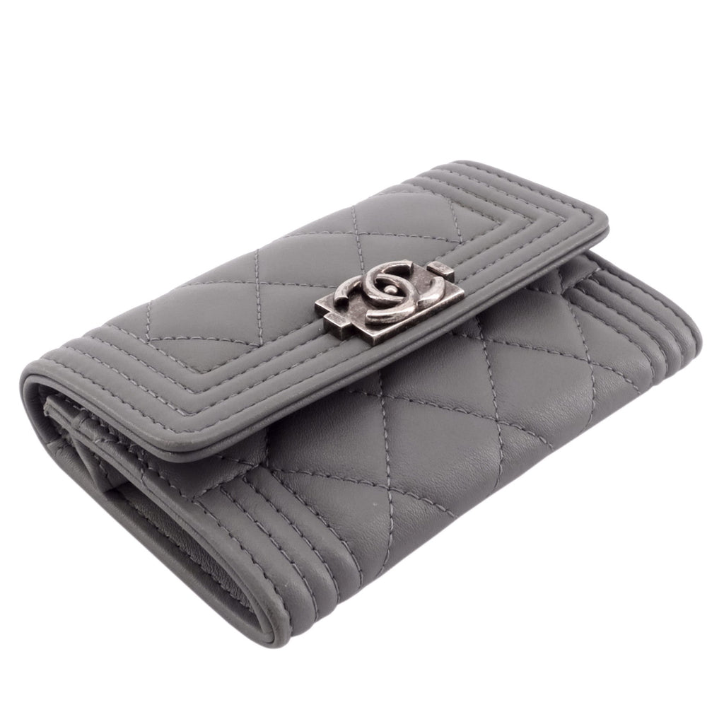 Chanel Boy Lambskin Leather Card Holder