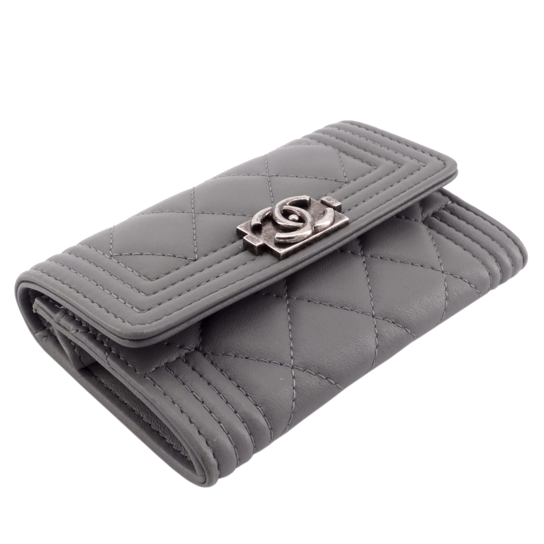 Chanel Boy Lambskin Leather Card Holder