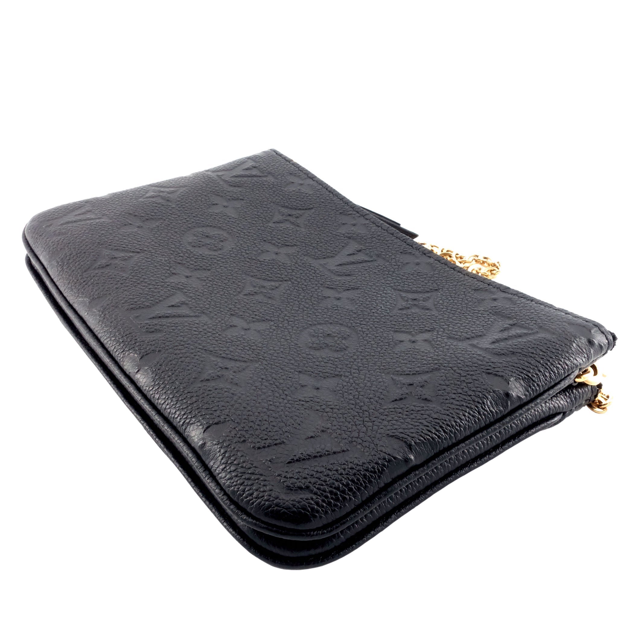 Louis Vuitto Double Zip Monogram Empreinte Leather Pouch on Chain