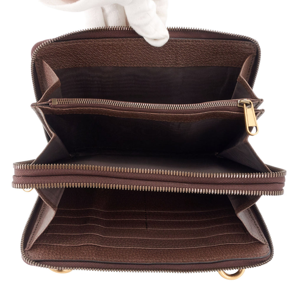 Gucci Ophidia Web GG Coated Canvas Double Zip Crossbody