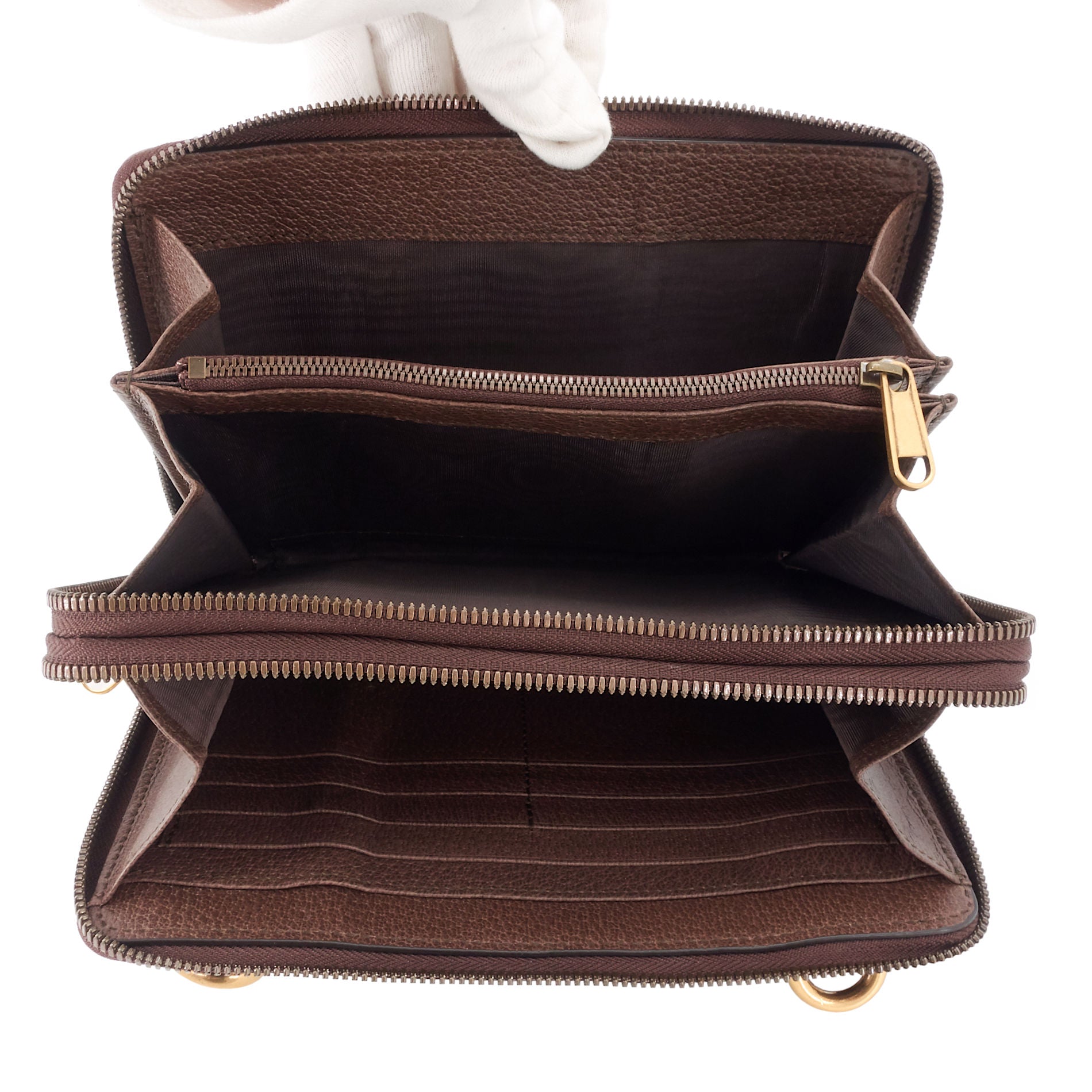 Gucci Ophidia Web GG Coated Canvas Double Zip Crossbody