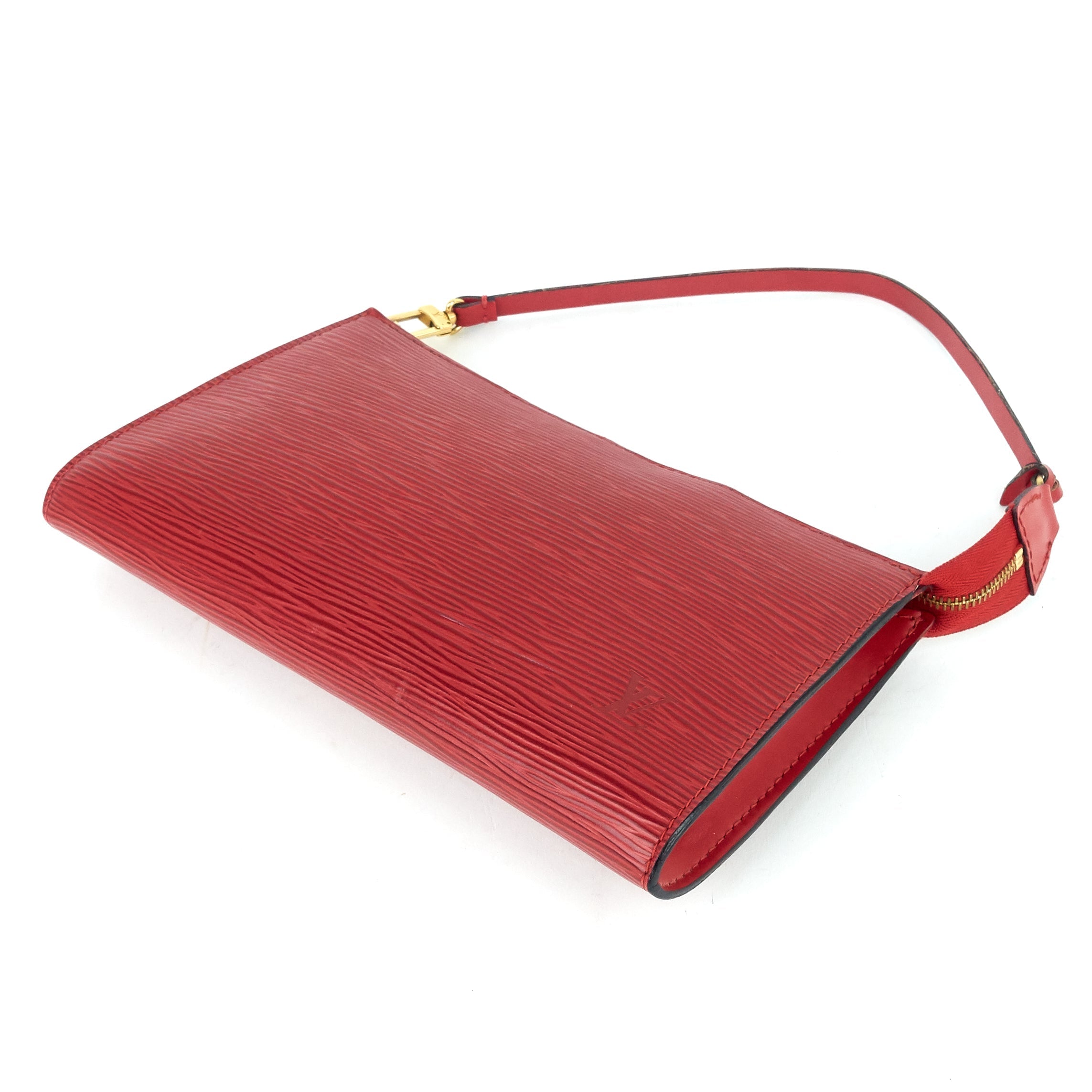 Louis Vuitto Pochette Accessoires Red Epi Leather Handbag