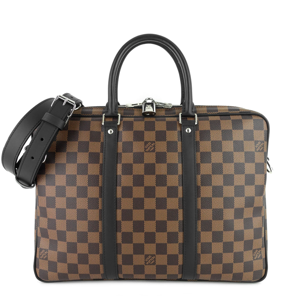 Louis Vuitto Porte-Documents Voyage PM Damier Ebene Canvas Briefcase Bag