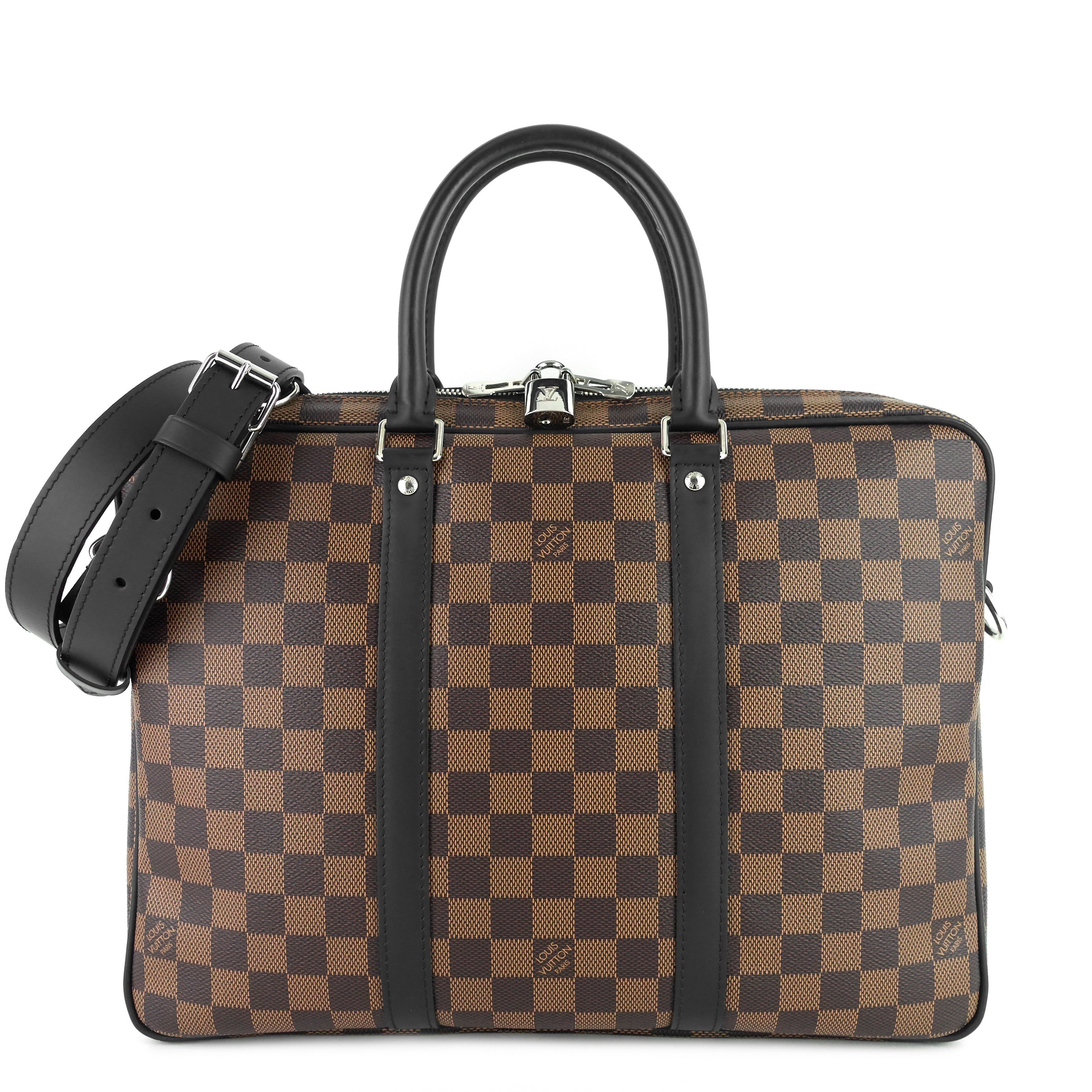 Louis Vuitto Porte-Documents Voyage PM Damier Ebene Canvas Briefcase Bag