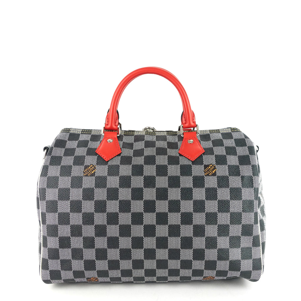 Louis Vuitto Speedy 30 BandouliÃ¨re Black White Damier Canvas Bag