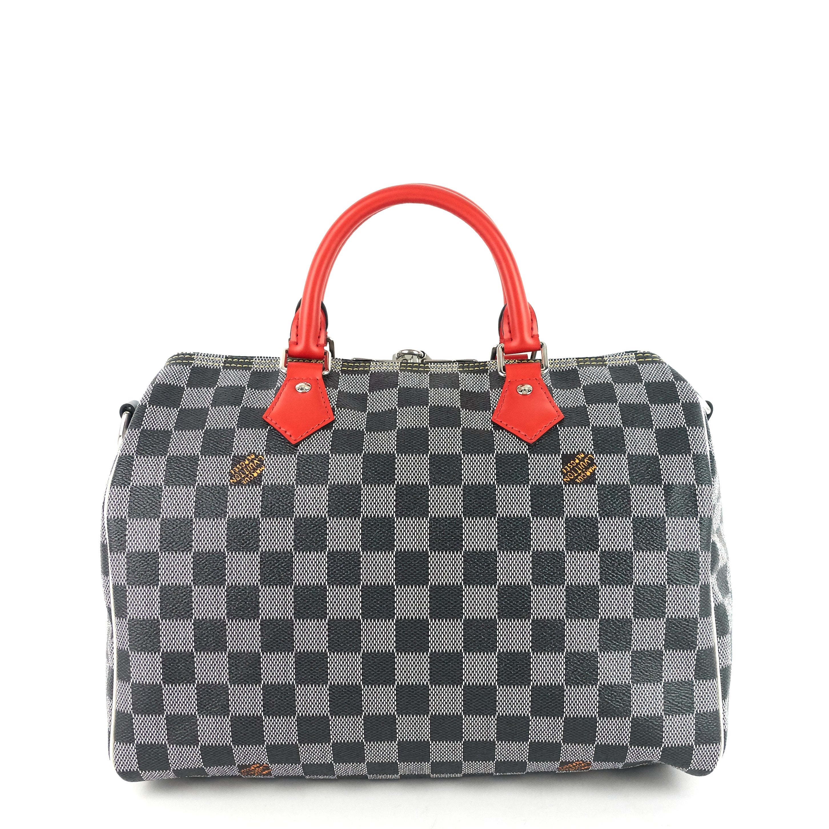 Louis Vuitto Speedy 30 BandouliÃ¨re Black White Damier Canvas Bag