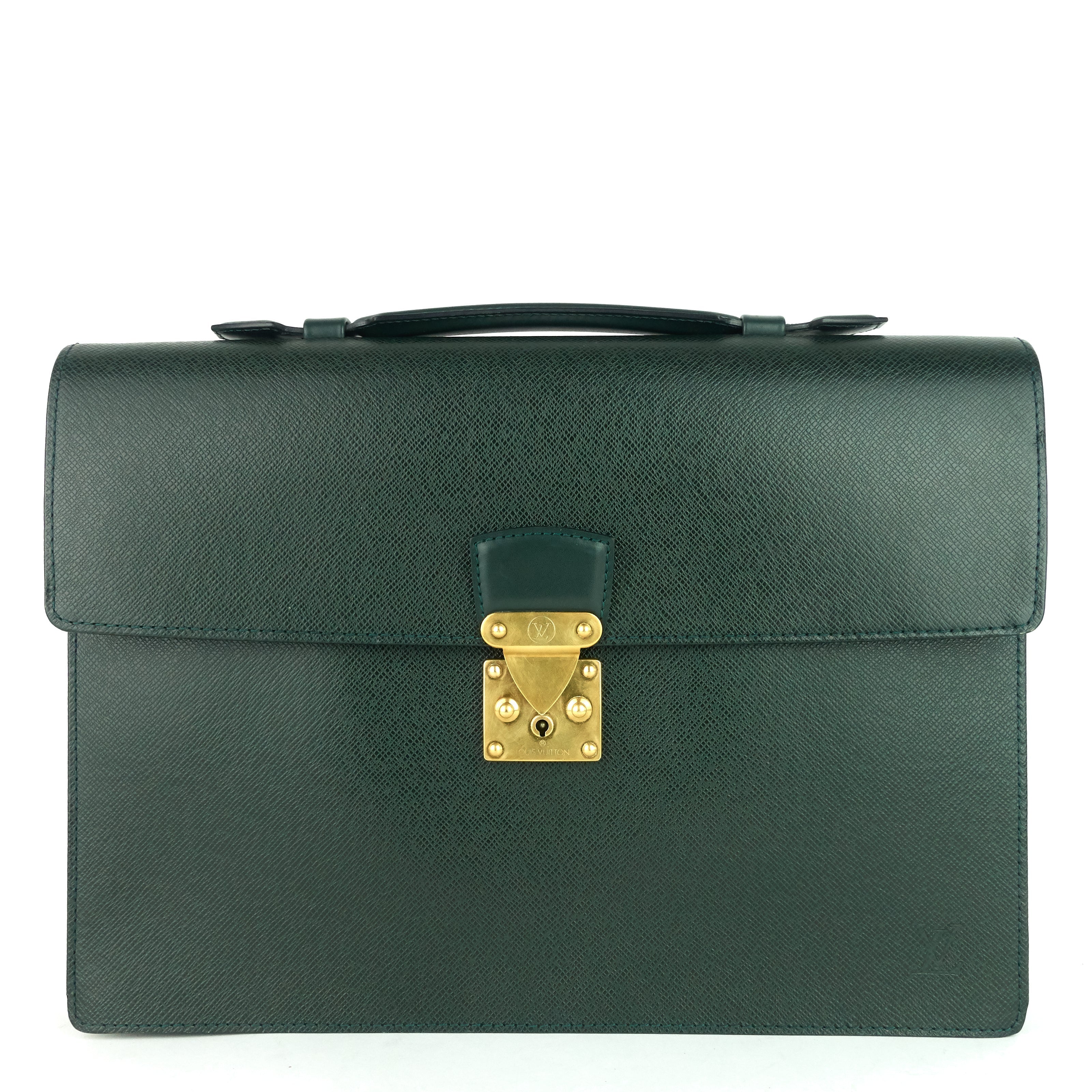 Louis Vuitto Serviette Kourad Taiga Leather Briefcase Bag