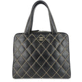 Chanel Surpique Top Handles Calfskin Leather Bowler Bag
