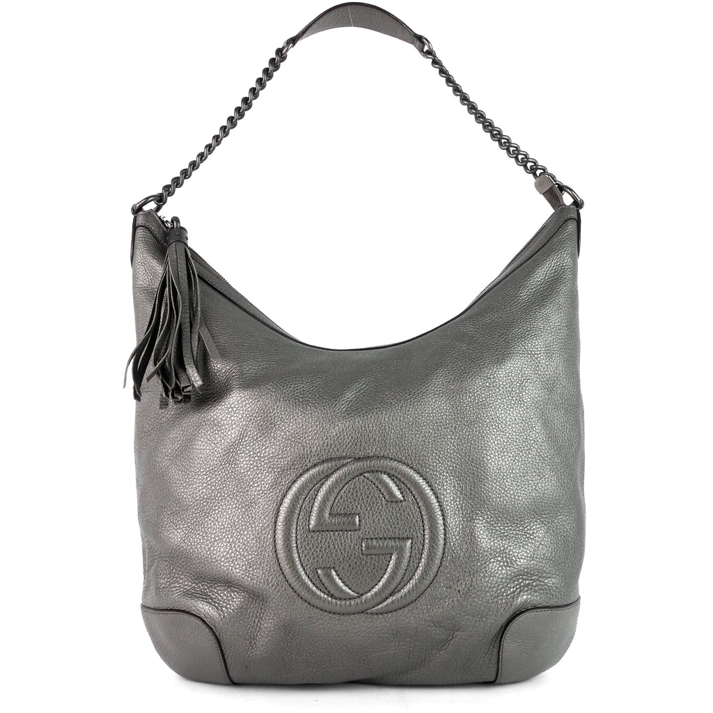 Gucci Soho Chain Pebbled Calf Leather Hobo Bag