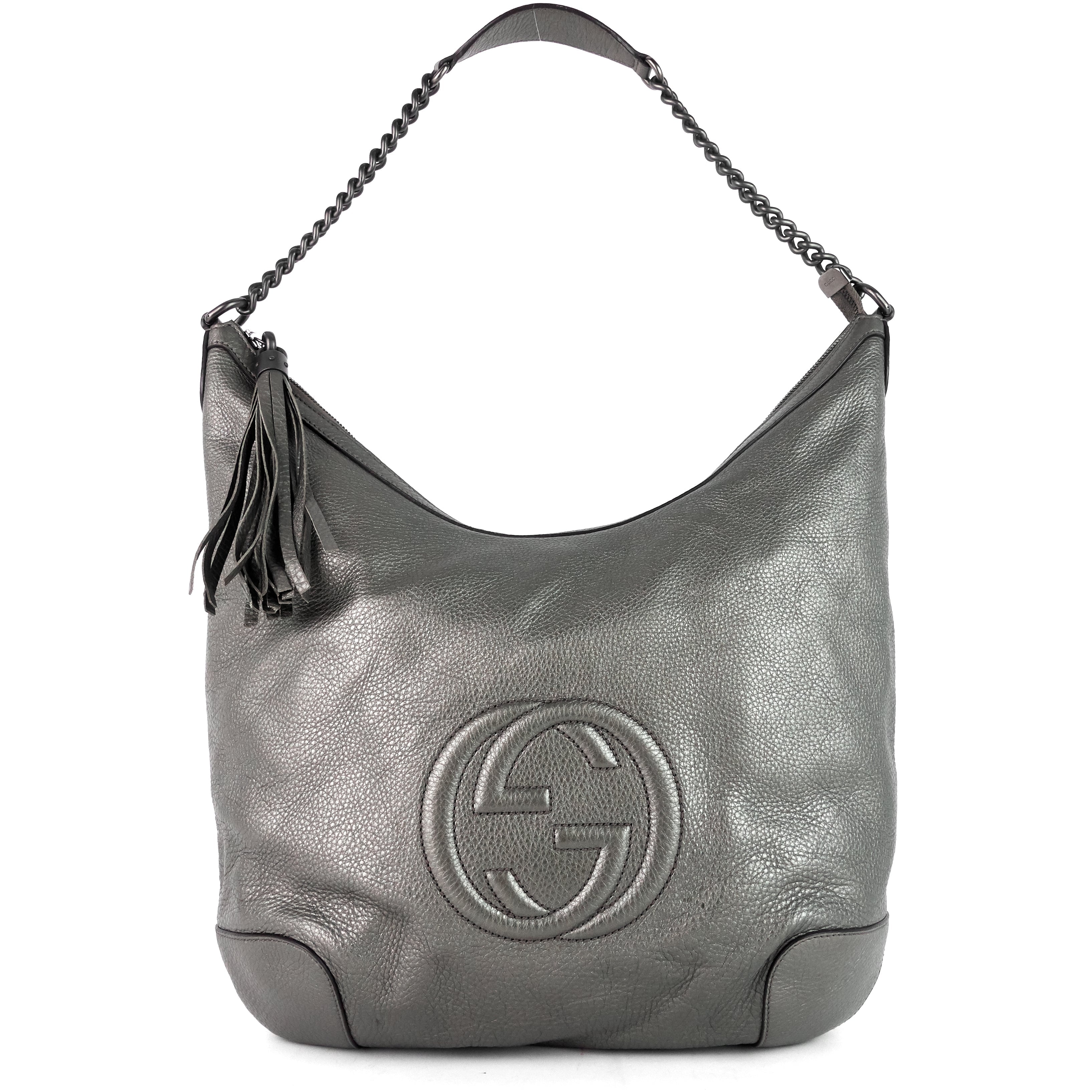 Gucci Soho Chain Pebbled Calf Leather Hobo Bag