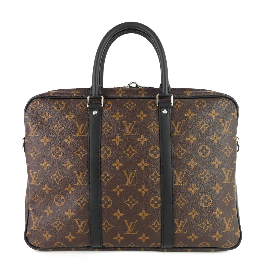 Louis Vuitto Porte-Documents Voyage PM Monogram Macassar Canvas Briefcase Bag