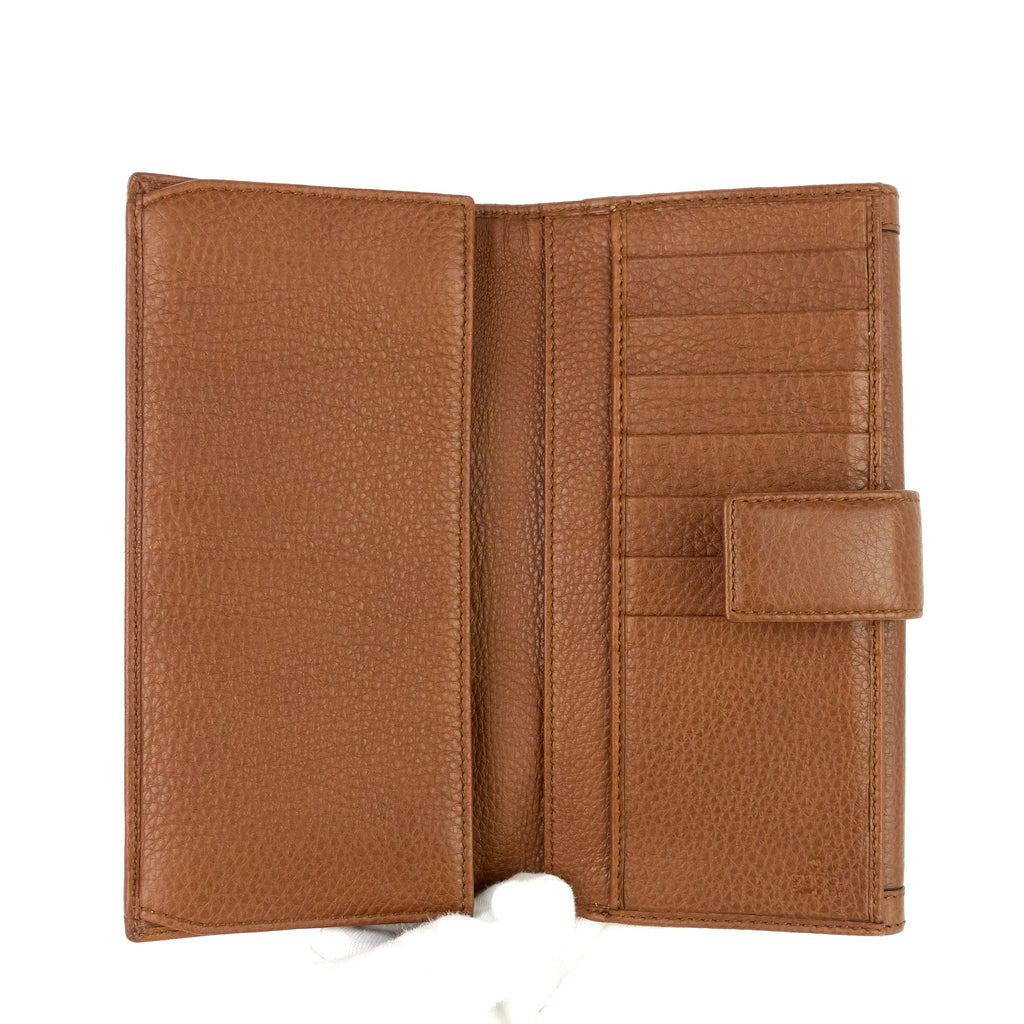 Gucci Pebbled Leather Bamboo Tassel Bella Continental Wallet