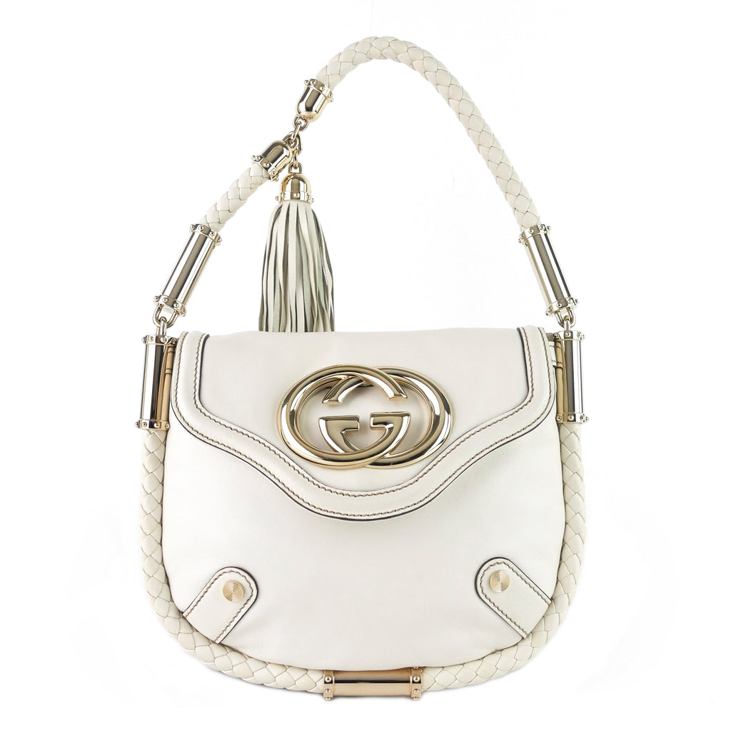 Gucci Britt Tassel Small Calfskin Leather Hobo Bag