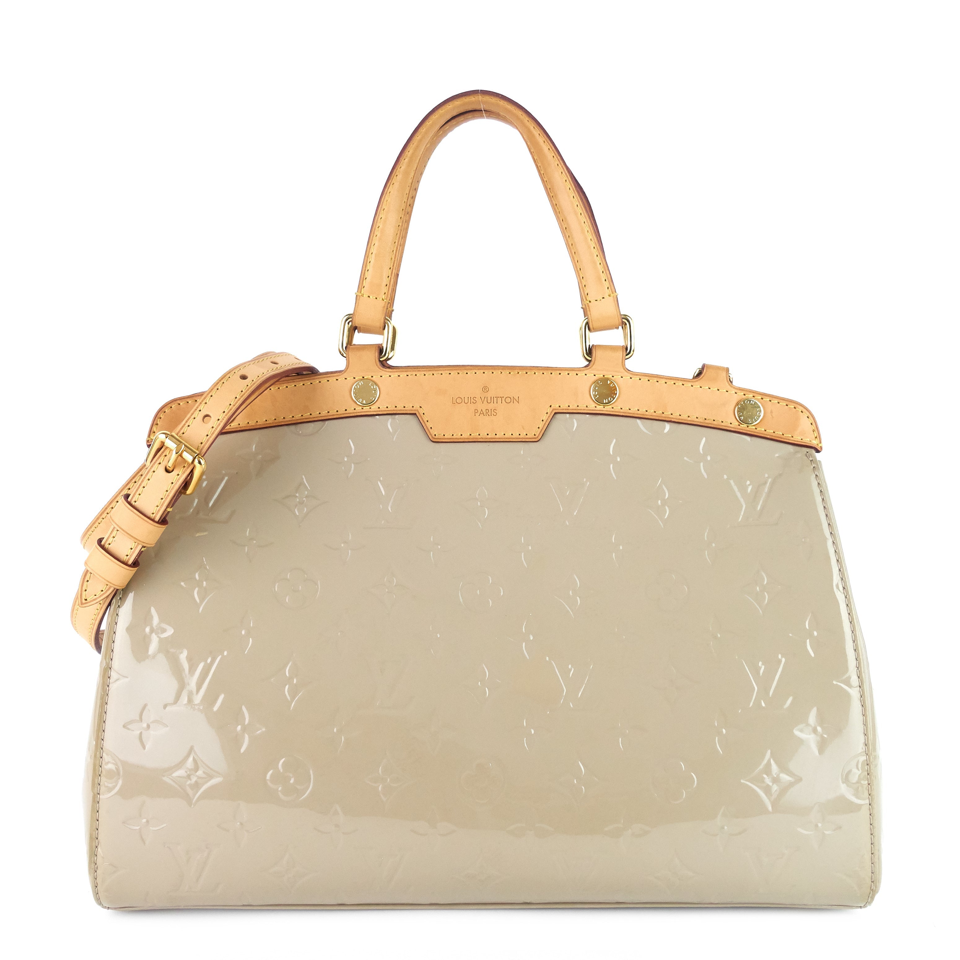 Louis Vuitto Brea MM Beige Poudre Monogram Vernis Leather Bag