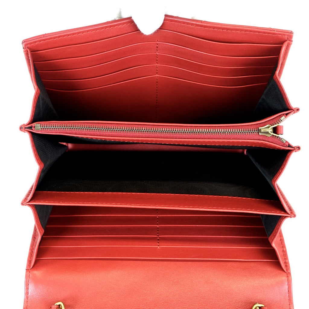 Gucci Marmont Matelasse Chevron Leather Wallet on Chain