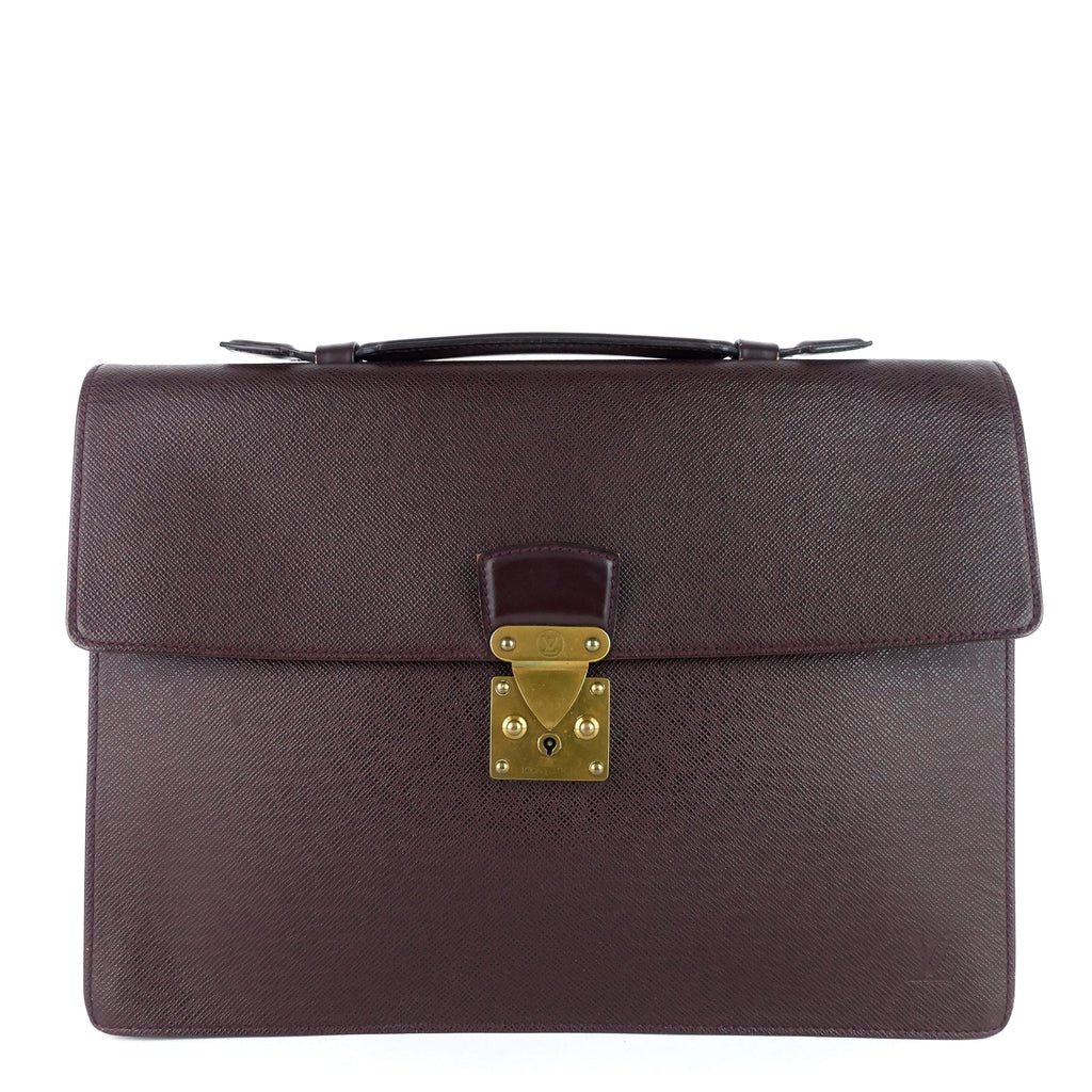 Louis Vuitto Serviette Kourad Taiga Leather Briefcase Bag