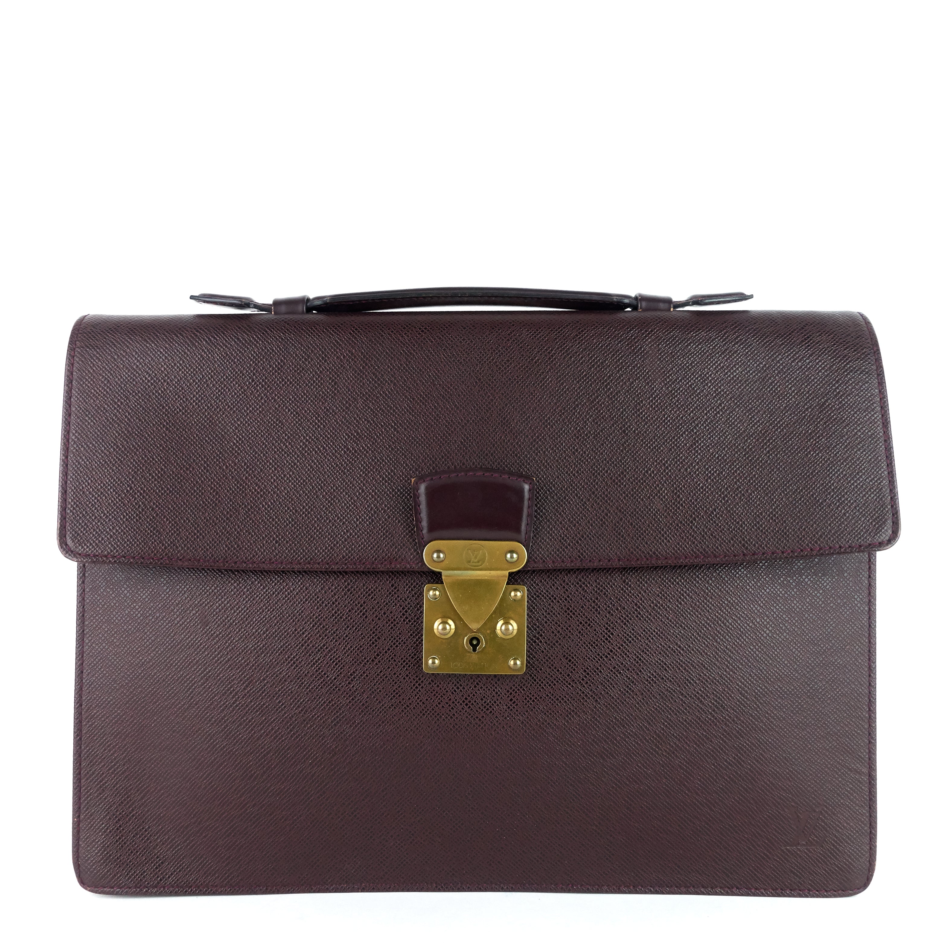 Louis Vuitto Serviette Kourad Taiga Leather Briefcase Bag