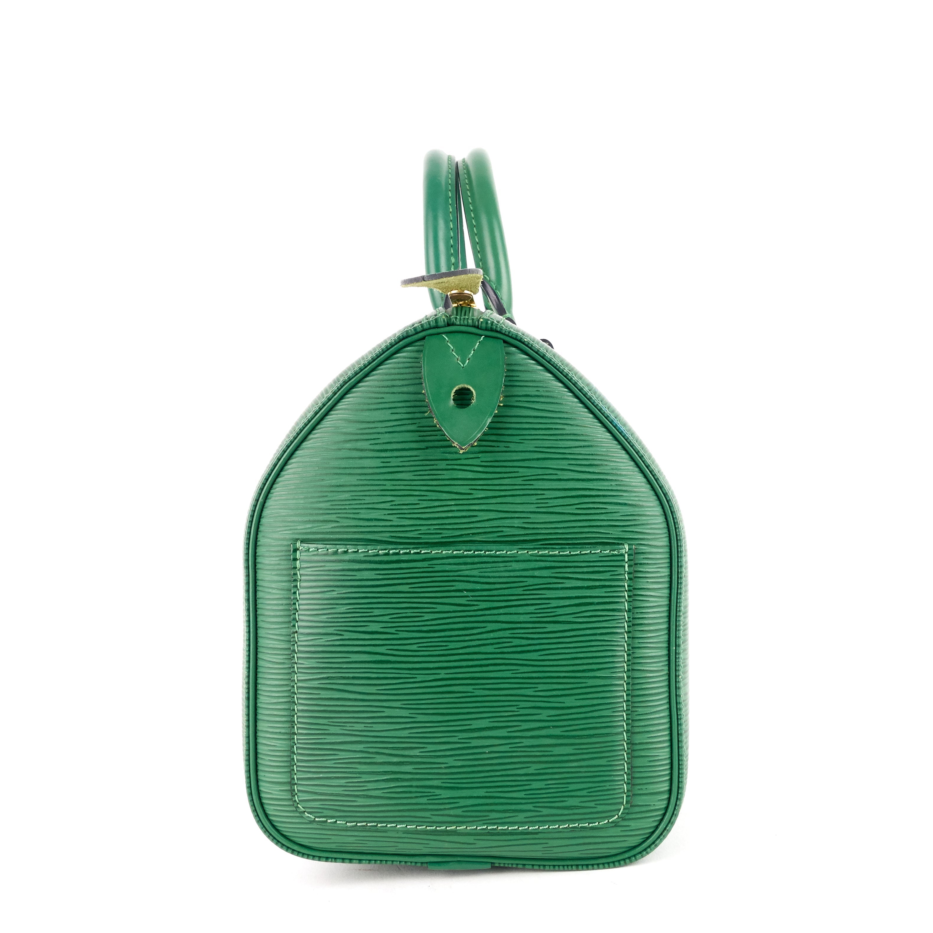 Louis Vuitto Speedy 25 Green Epi Leather Bag