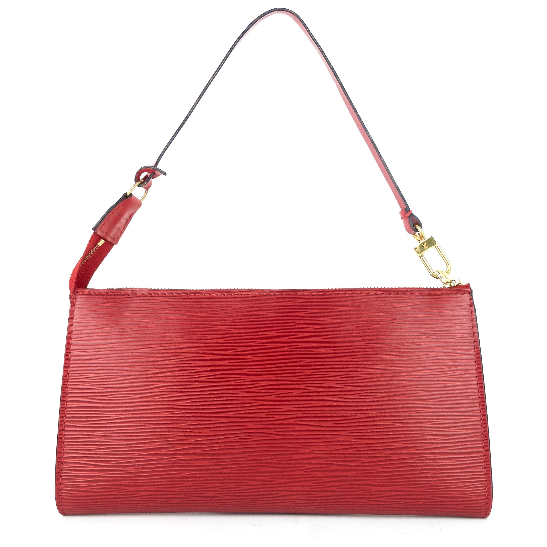 Louis Vuitto Pochette Accessoires Red Epi Leather Handbag