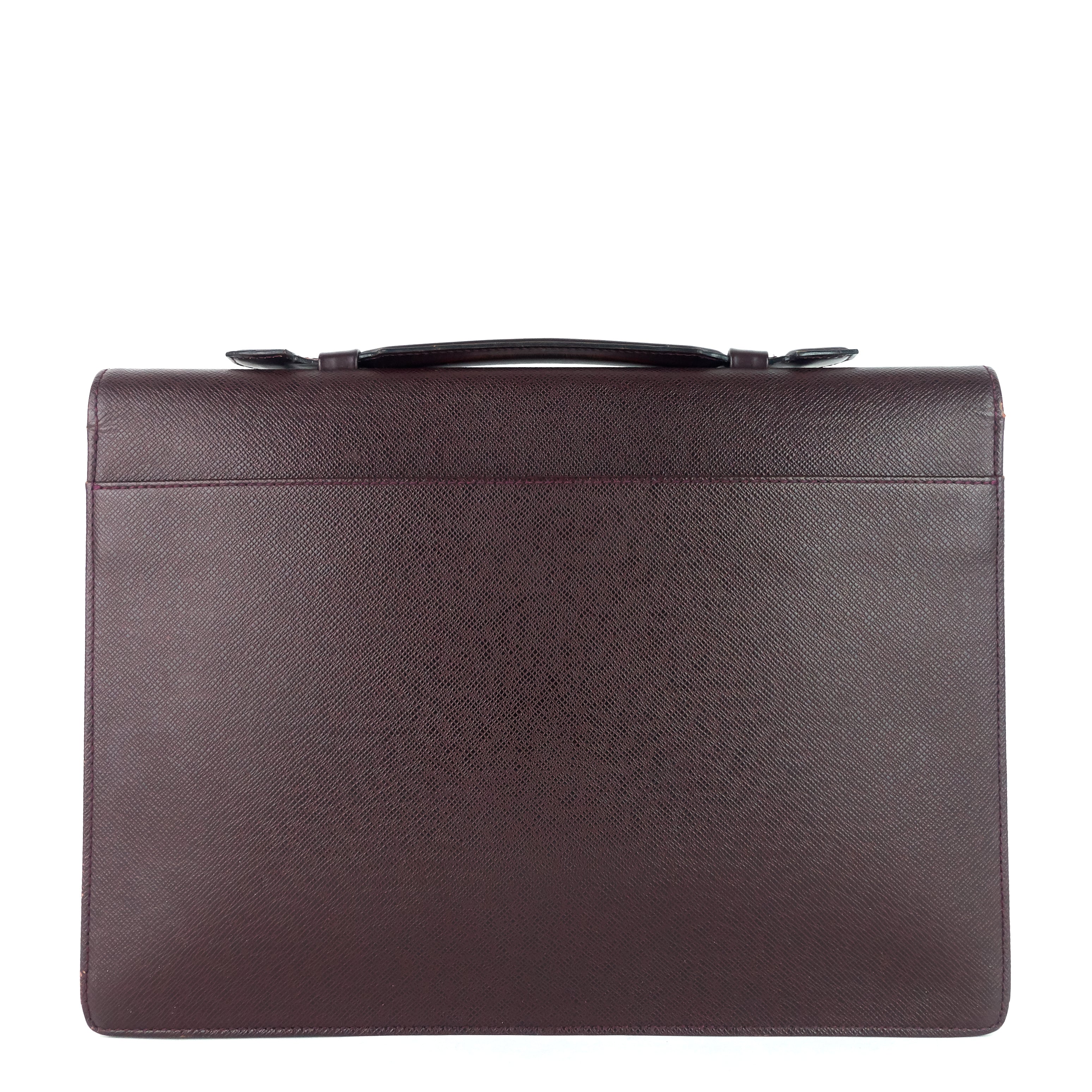 Louis Vuitto Serviette Kourad Taiga Leather Briefcase Bag