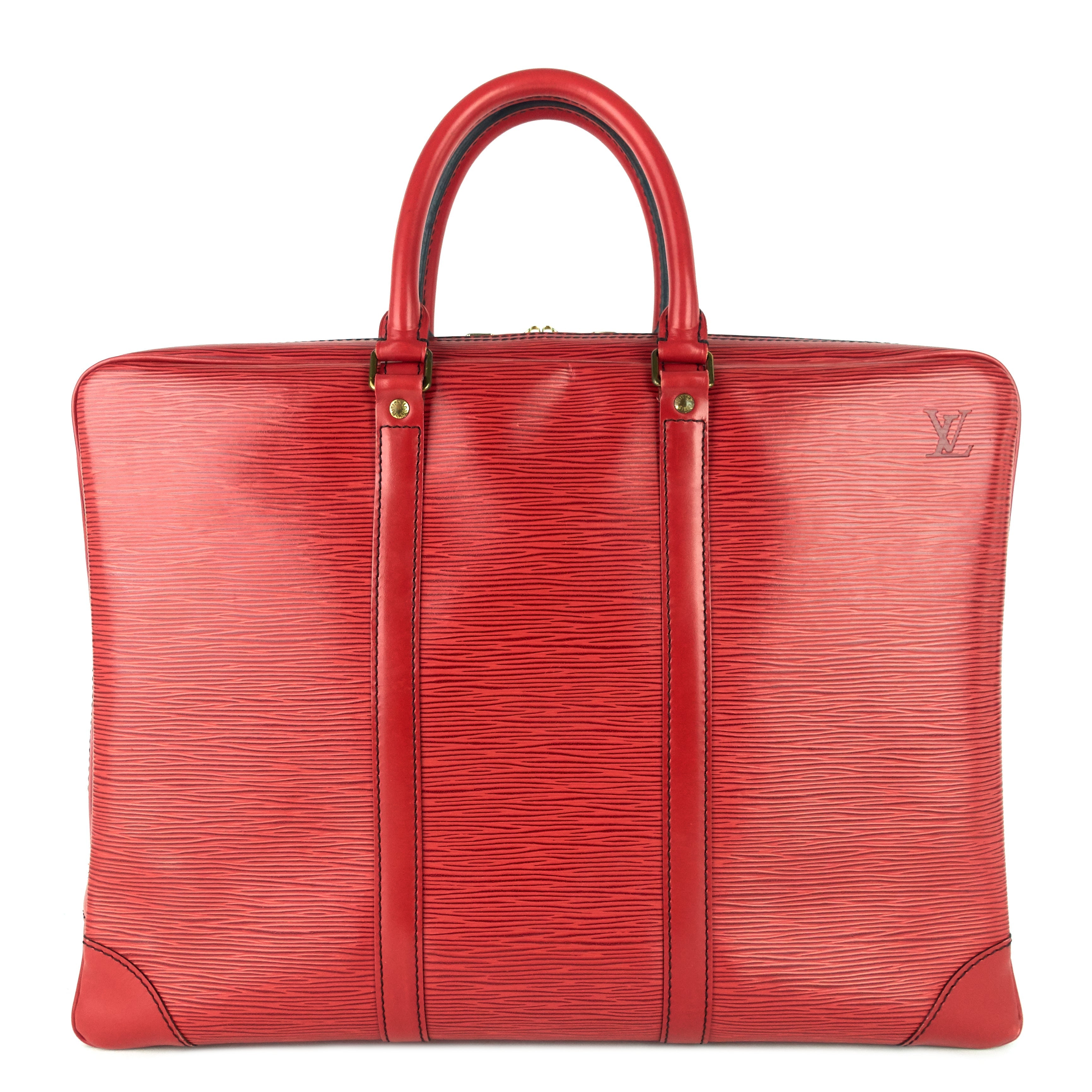 Louis Vuitto Porte-Documents Voyage Red Epi Leather Briefcase Bag