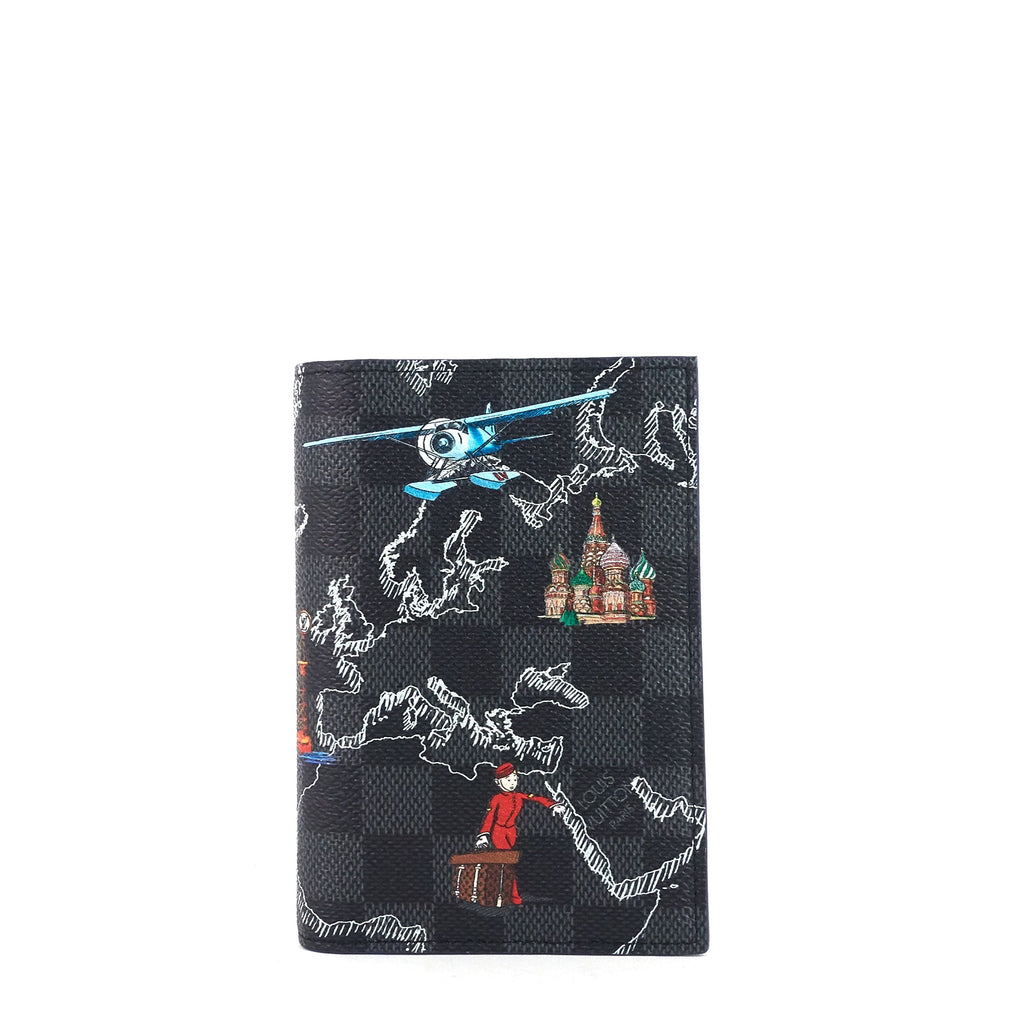 Louis Vuitto Damier Graphite Map Limited Edition Passport Cover