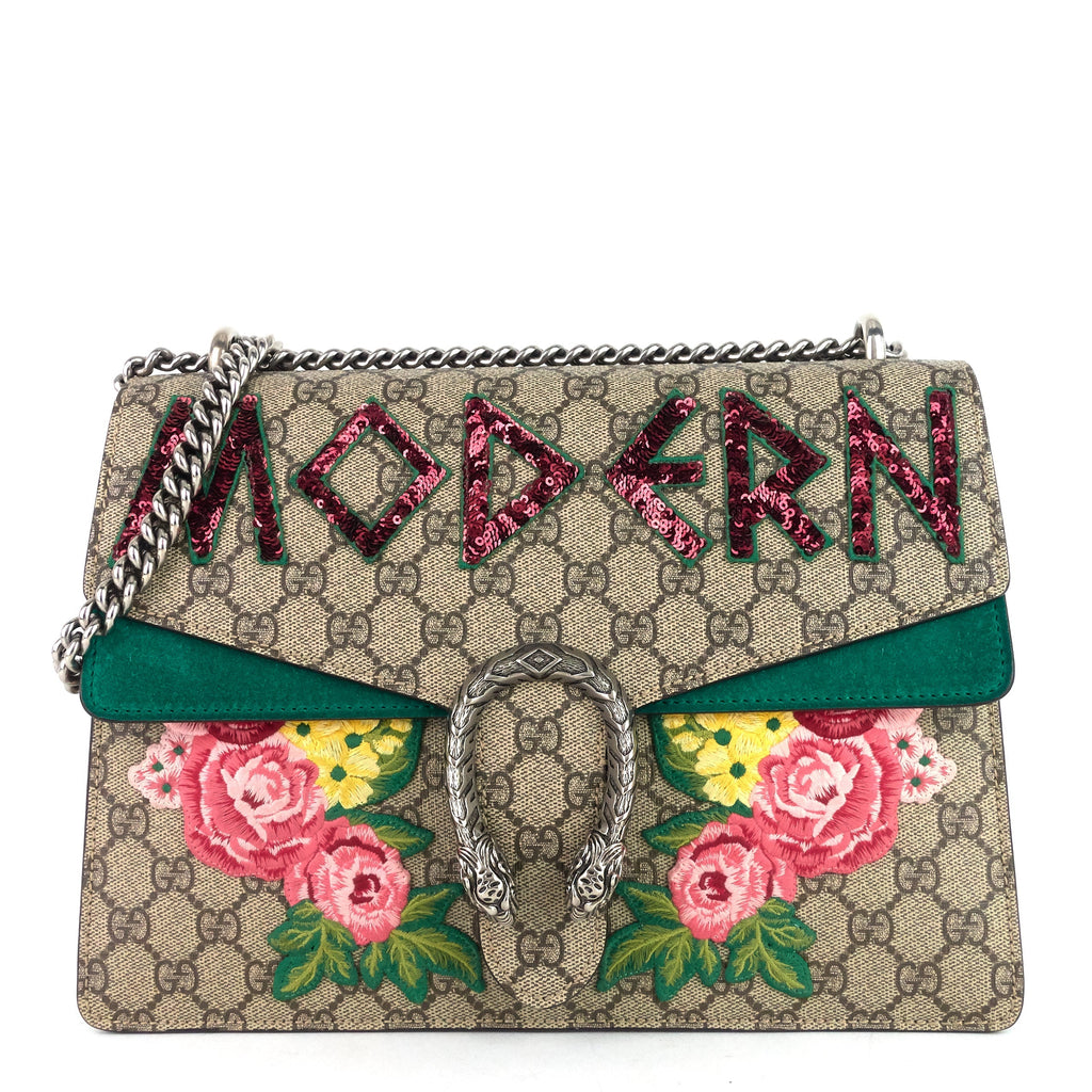 Gucci Dionysus Medium Suede and Embroidered Supreme Canvas Bag