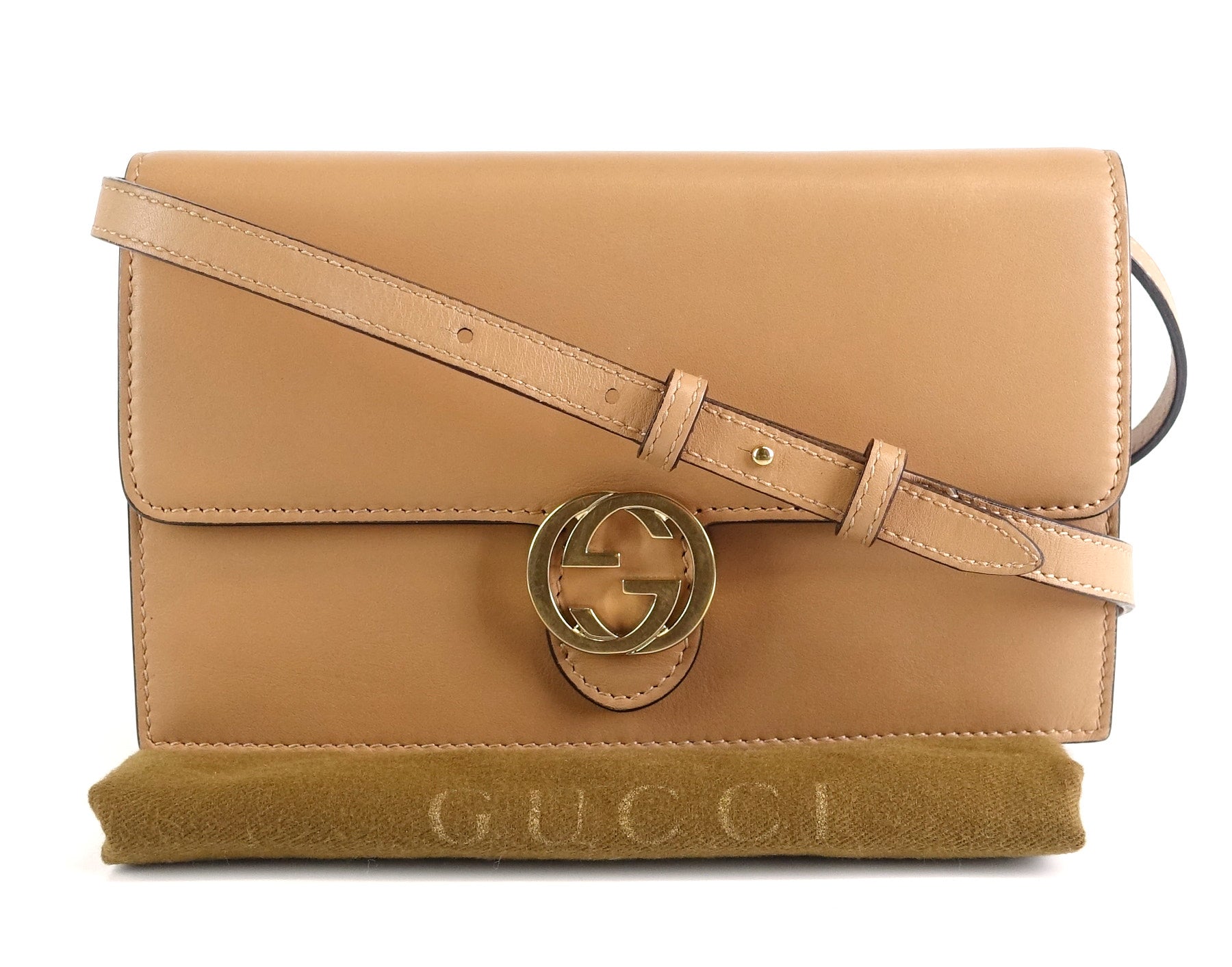 Gucci Leather GG Logo Wallet with Strap