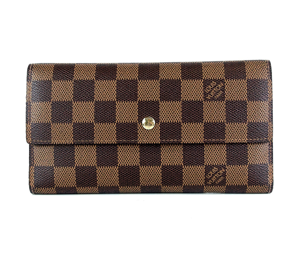 Louis Vuitto Porte Tresor International Damier Ebene Canvas Wallet